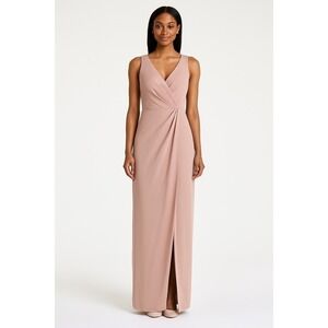 After Six Women's Maxi Dress Size 18 Faux Wrap Whisper Satin Draped Tulip Blush